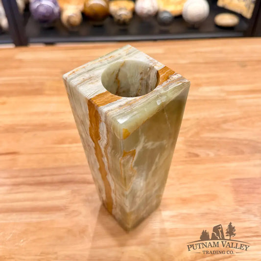 Green Banded Calcite Square Vase - Vase