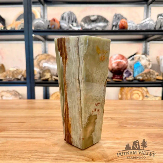 Green Banded Calcite Square Vase - Vase