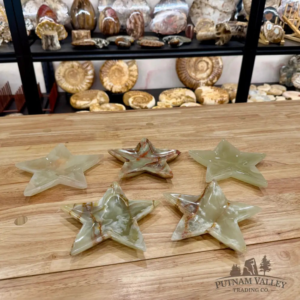 Green Banded Calcite Star Dish 6.2’’ Plate