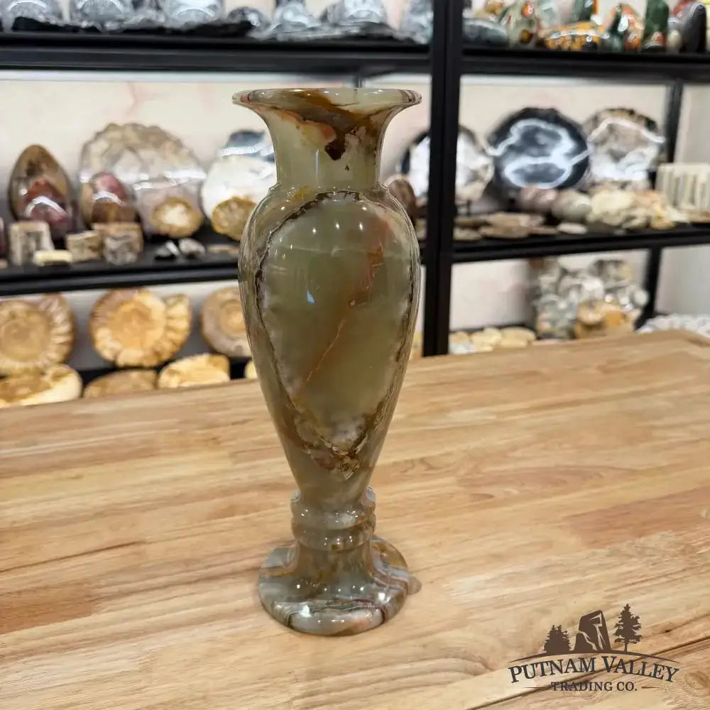 Green Banded Calcite Vase - Putnam Valley Trading Co.