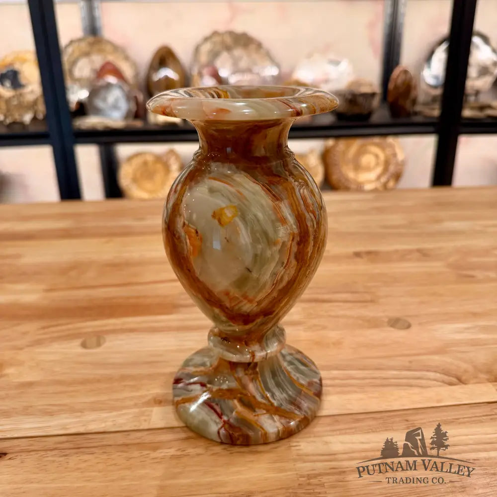 Green Banded Calcite Vase 7.7’’ Vase