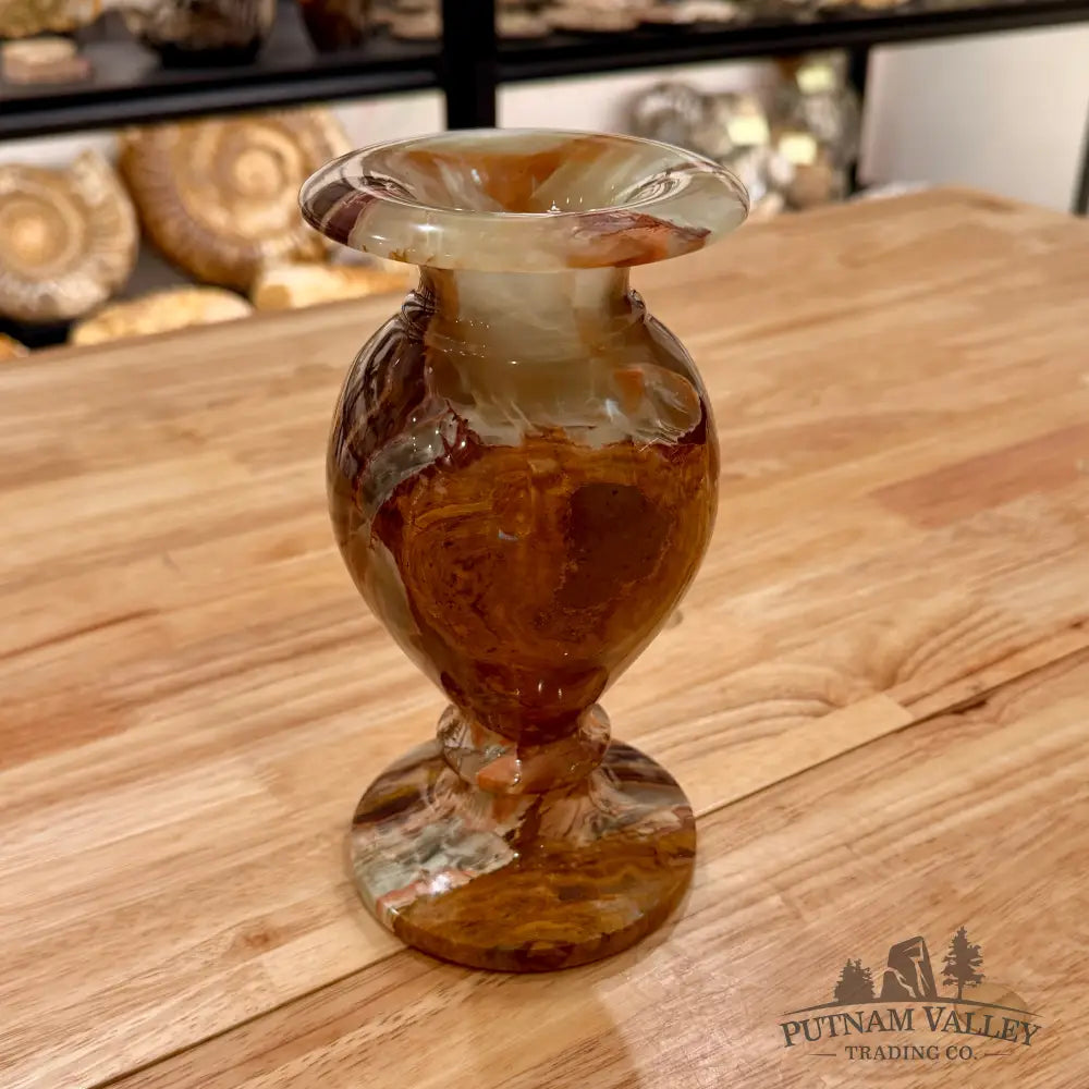 Green Banded Calcite Vase 7.7’’ Vase