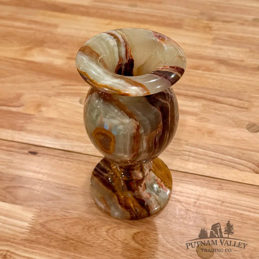 Green Banded Calcite Vase 7.7’’ Vase