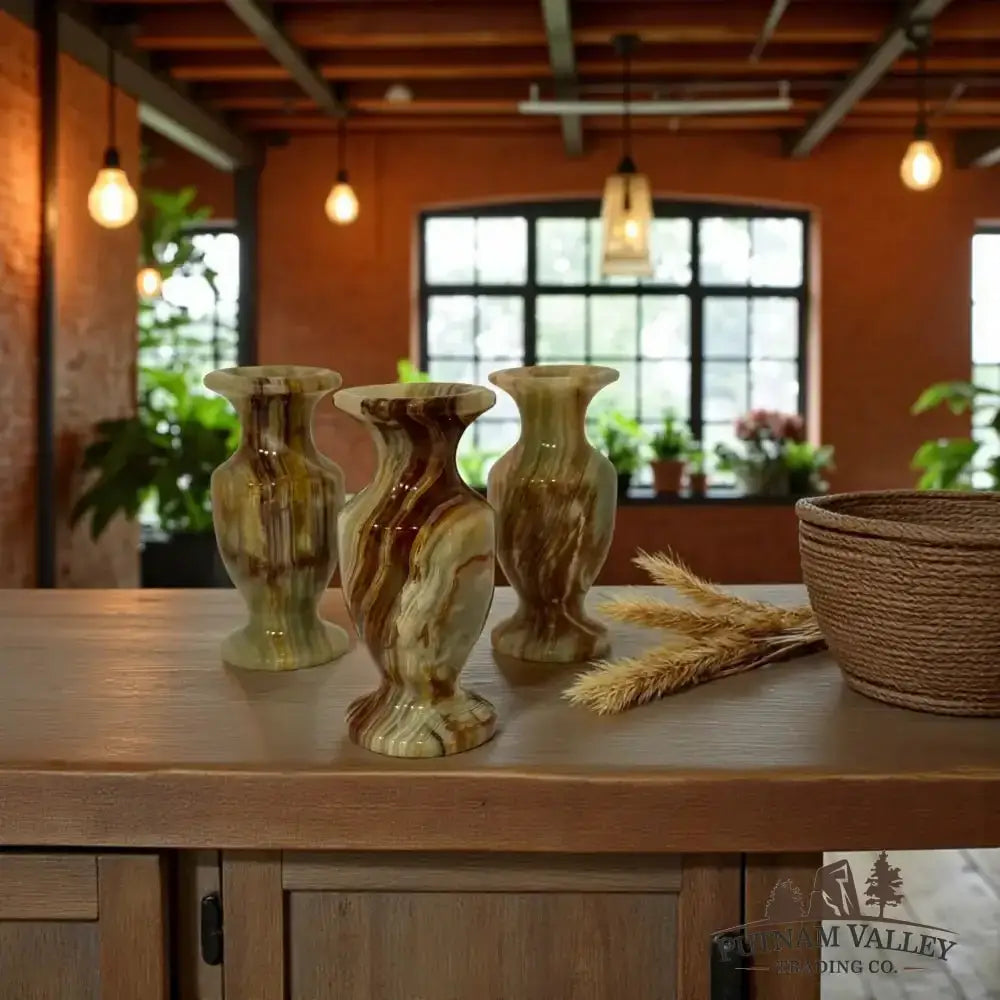 Green Banded Calcite Vase - Putnam Valley Trading Co.