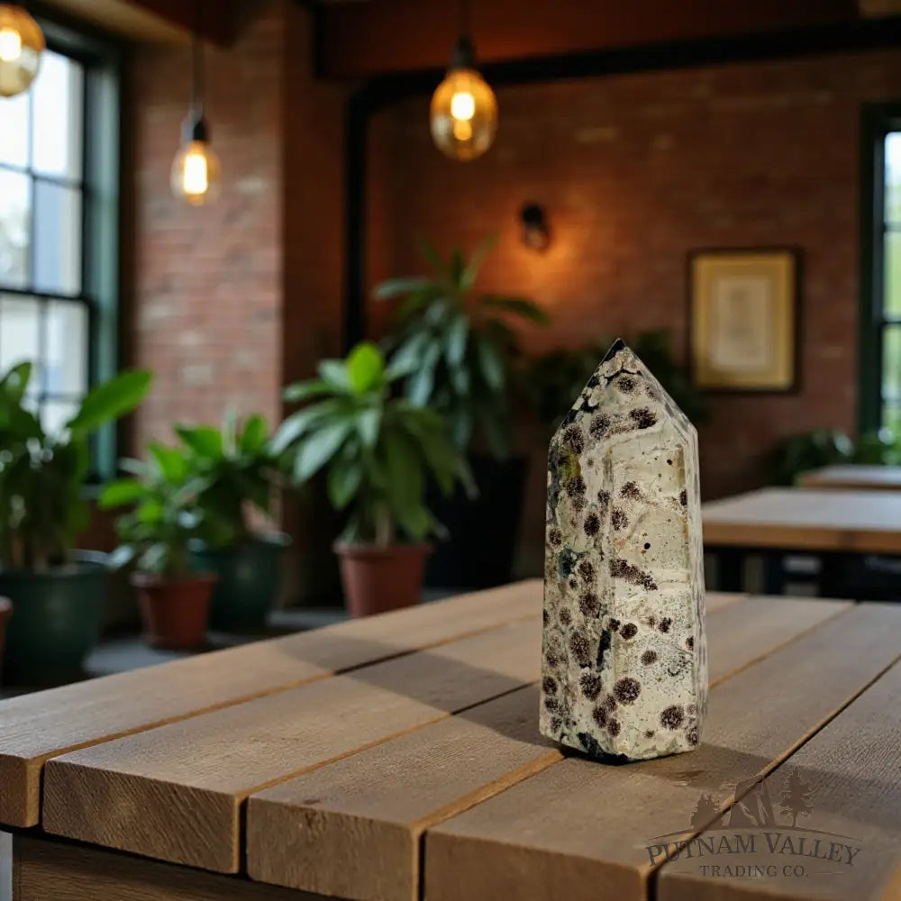 Green Flower Jasper Table Accent Column