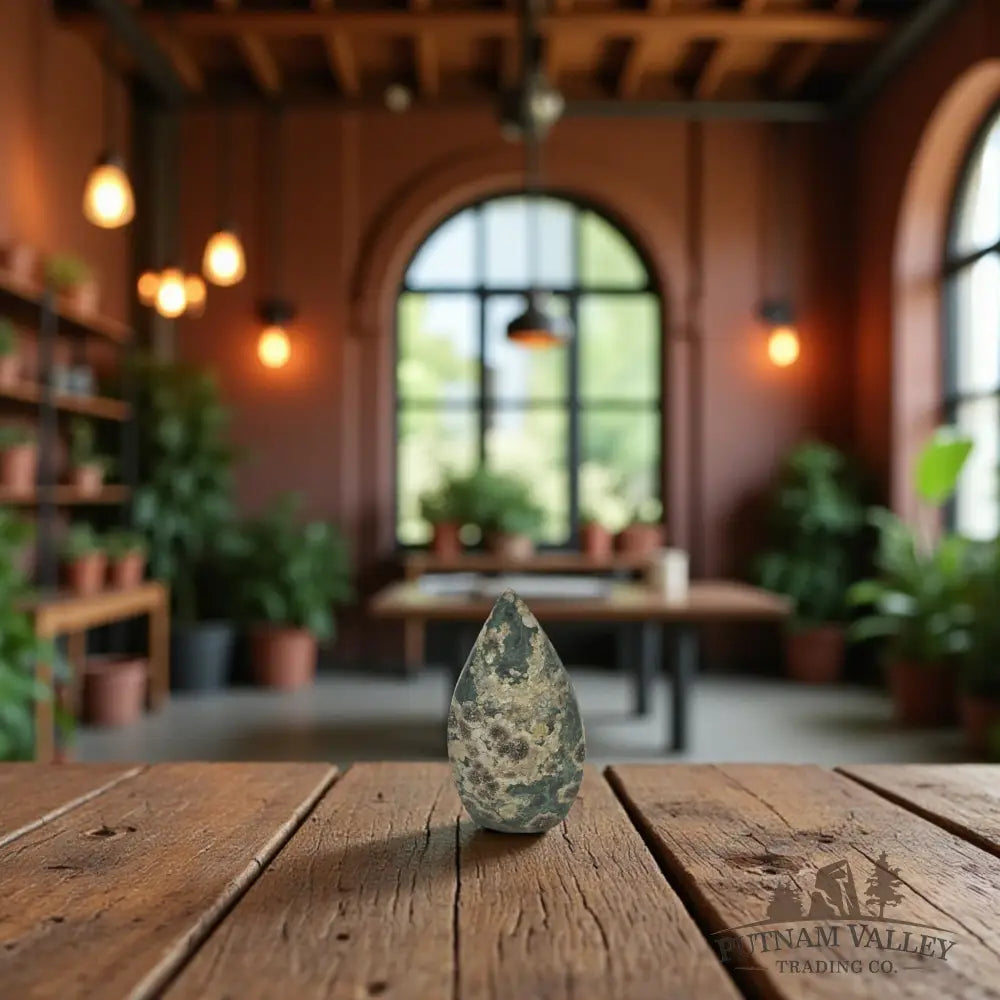 Green Flower Jasper Table Accent Obelisk