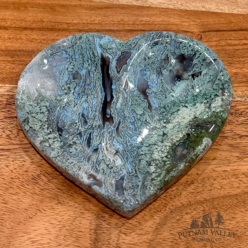 Green Moss Agate Heart Dish 4.87’’ - Plate