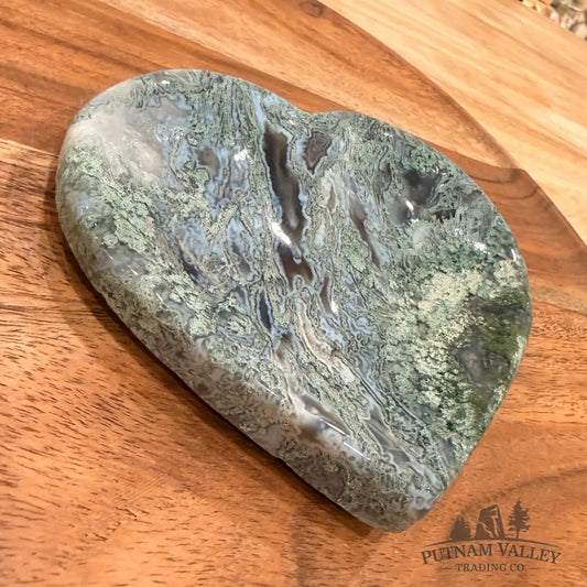 Green Moss Agate Heart Dish 4.87’’ - Plate