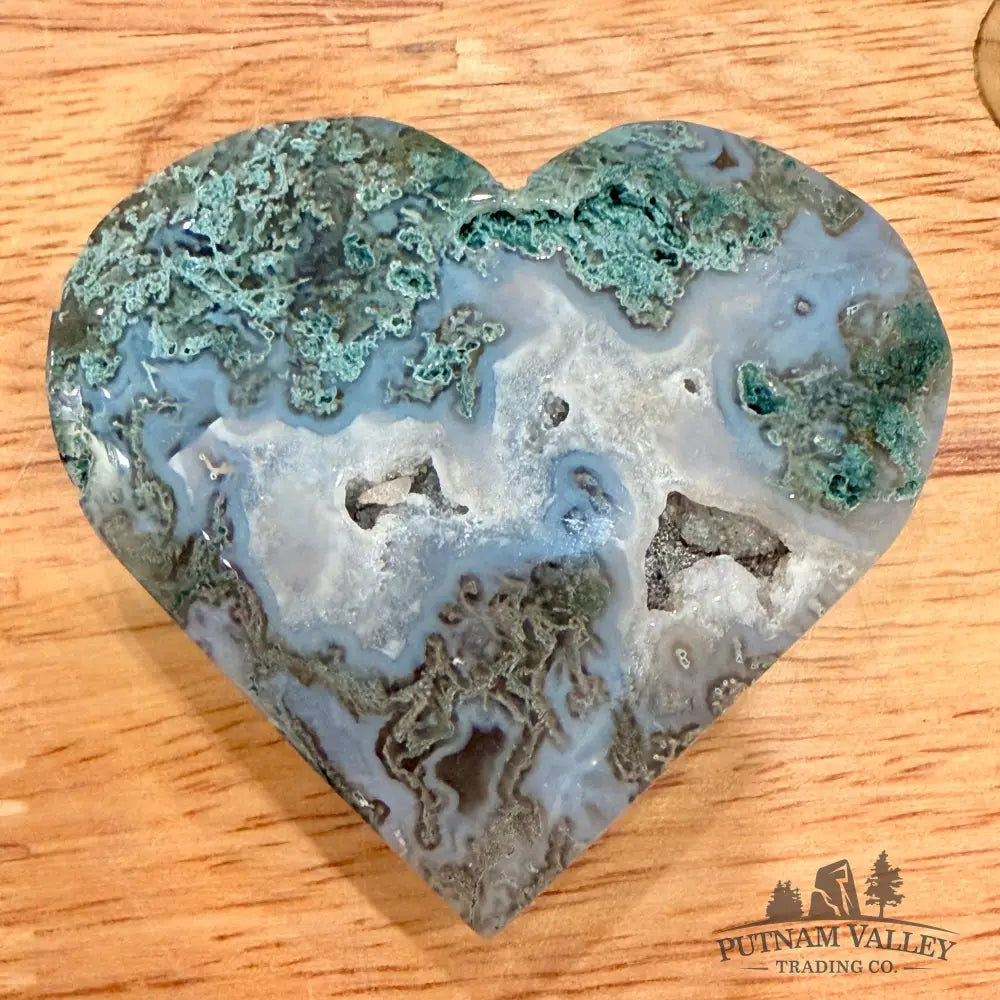 Green Moss Agate Hearts Heart