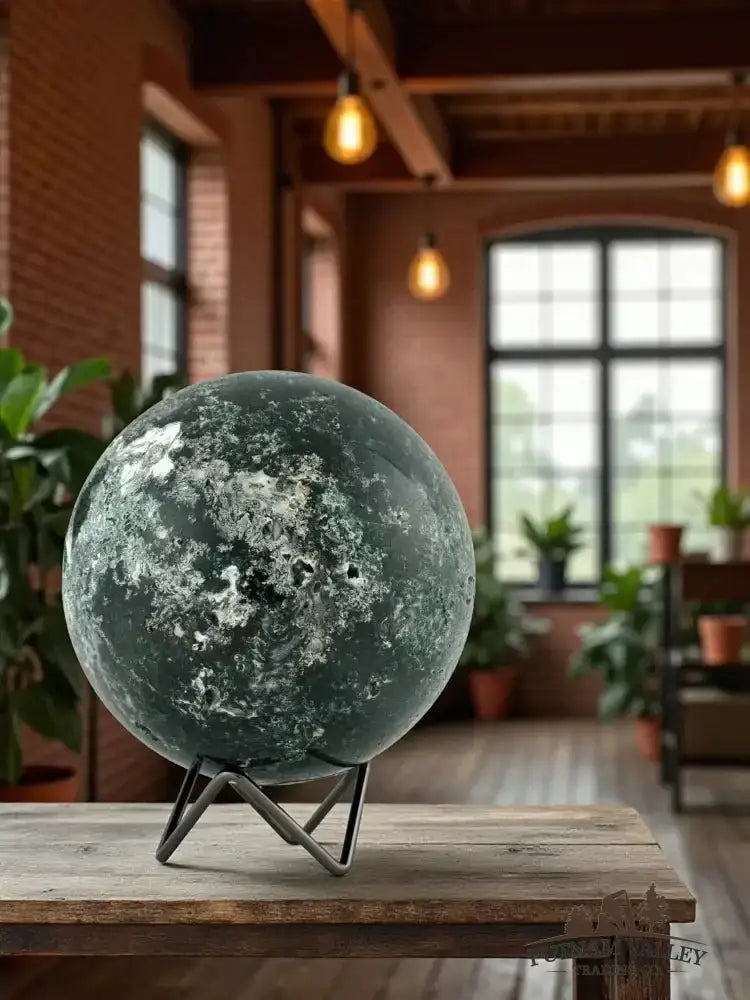 Green Moss Agate Sphere 5.3" - Putnam Valley Trading Co.