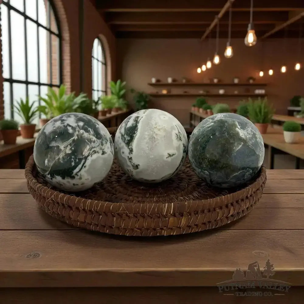 Green Moss Agate Spheres - Putnam Valley Trading Co.