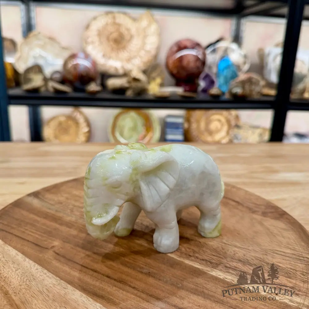 Hand-Carved Lantian Jade Elephant | 1.6lb - Sculpture