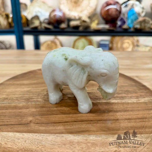 Hand-Carved Lantian Jade Elephant | 1.6lb - Sculpture