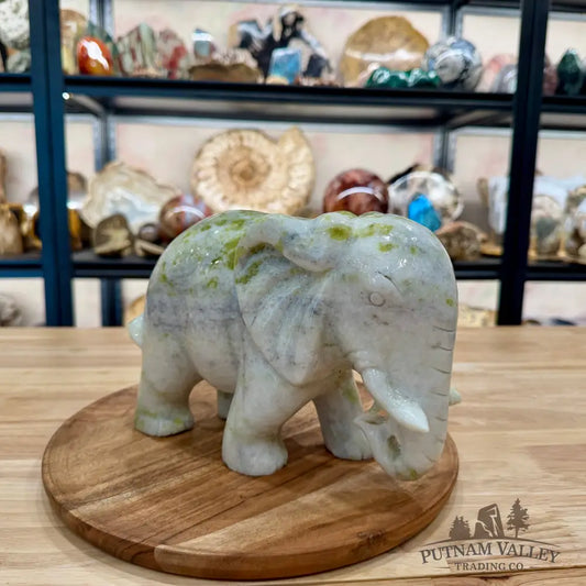 Hand-Carved Lantian Jade Elephant 11.56lb - Sculpture