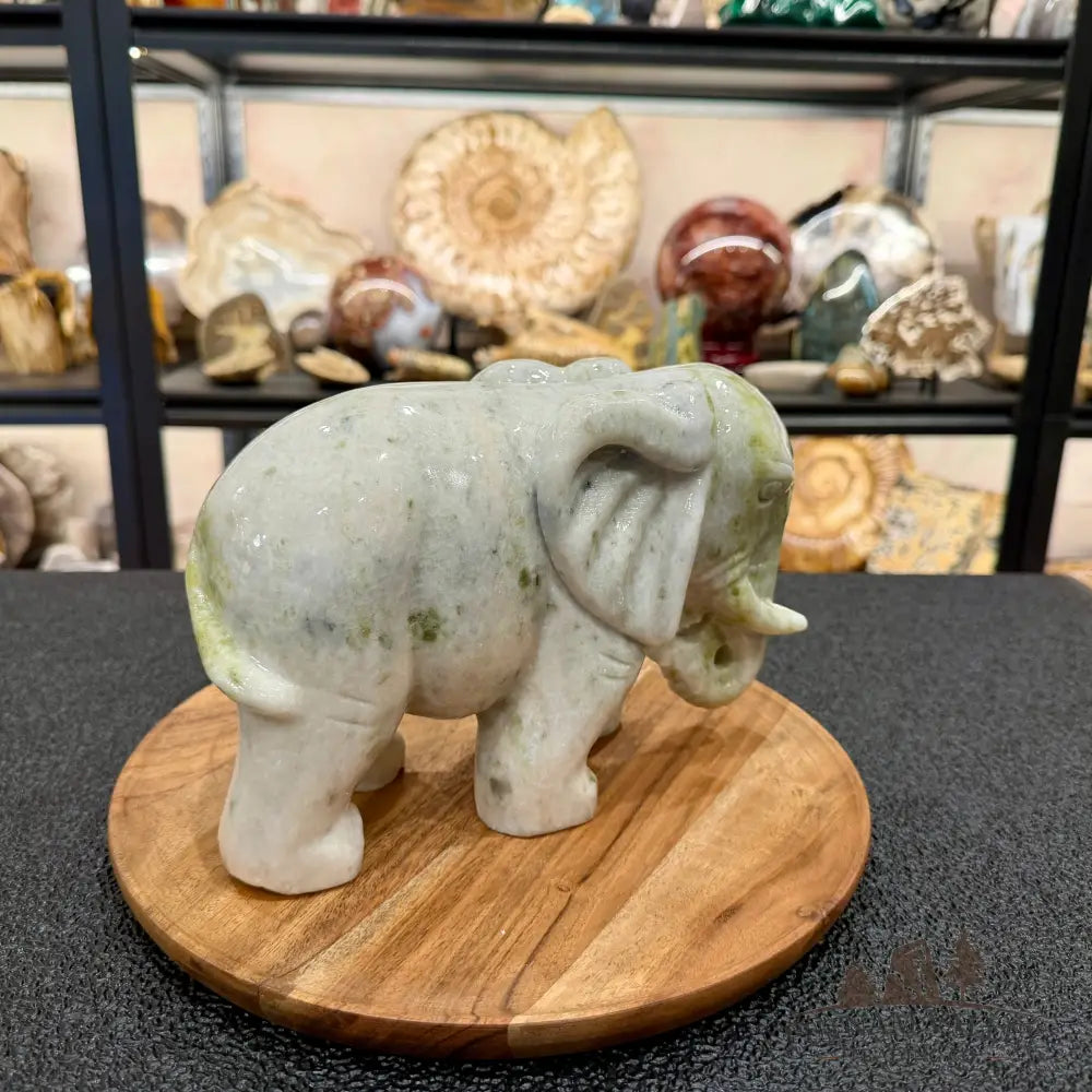 Hand-Carved Lantian Jade Elephant | 11.56lb - Sculpture