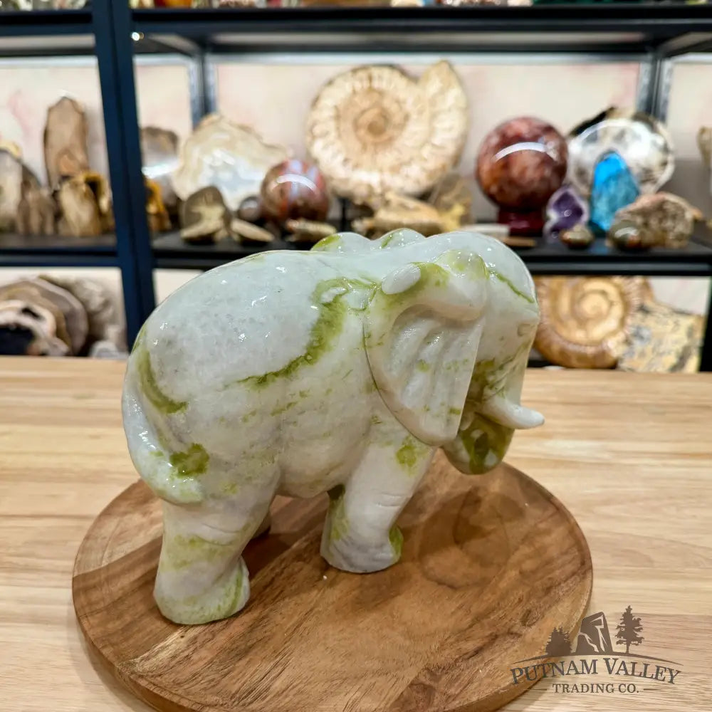 Hand-Carved Lantian Jade Elephant | 12.78lb - Sculpture
