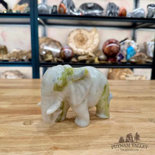 Hand-Carved Lantian Jade Elephant Sculpture