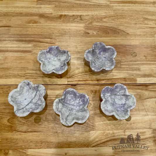 Handcrafted Tiffany Stone Flower Dish Bowl
