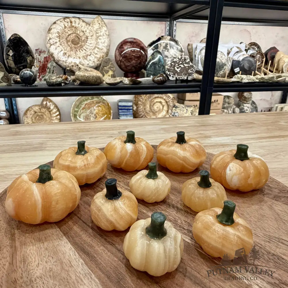 Honey Calcite Pumpkin Carving - Carved Object