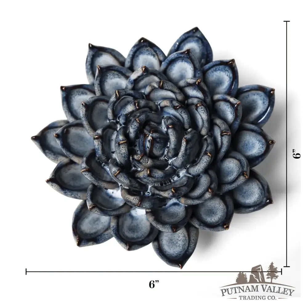 Ceramic Flower Wall Art Succulent Blue 6 Accent