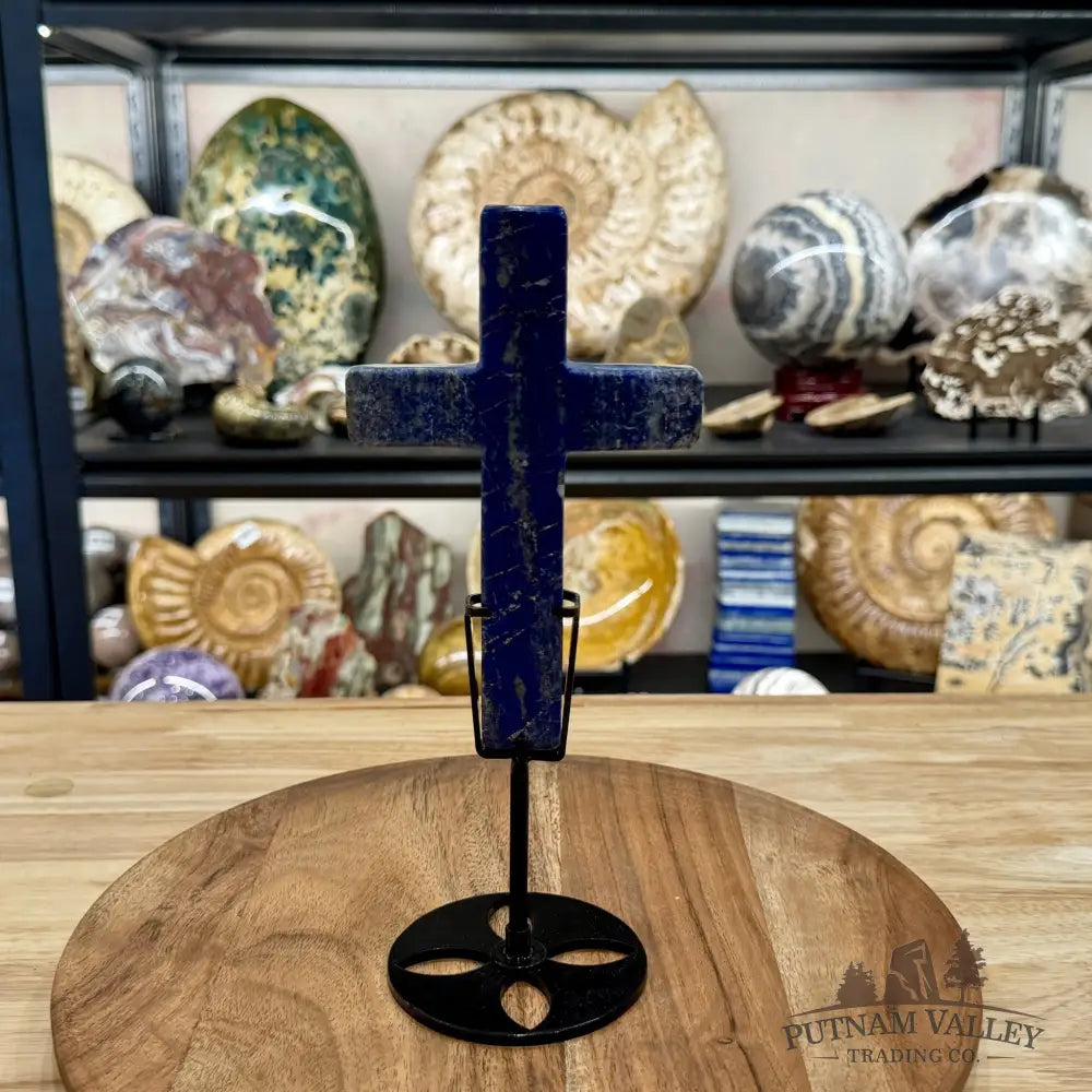Lapis Lazuli Cross + Stand 9’’ - Free Standing Accent