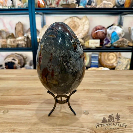 Madagascar Ocean Jasper Egg 8.02’’ + Stand - Egg