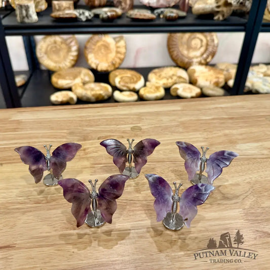 Metal & Stone Butterflies 2’’ Dream Amethyst Sculpture
