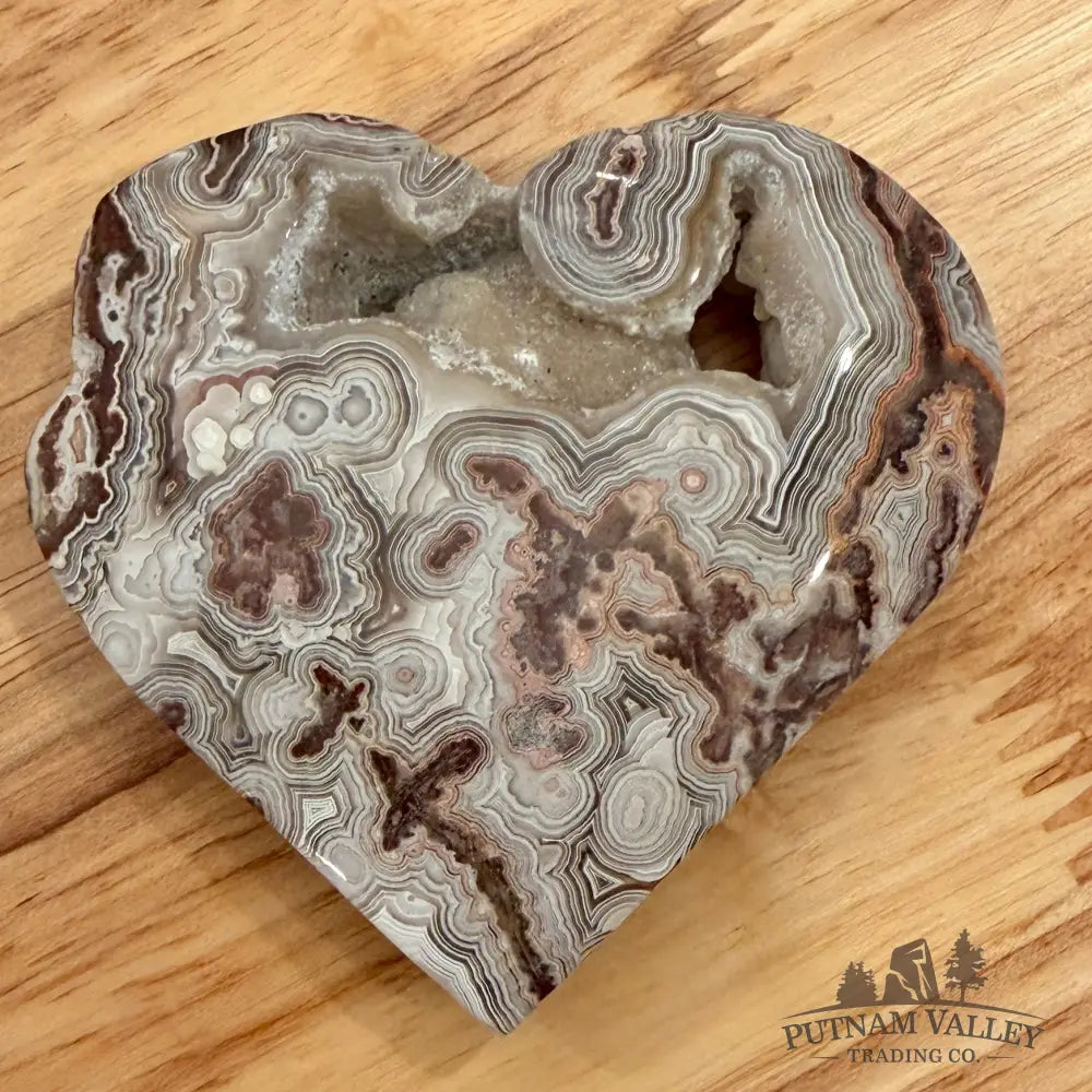 Mexican Lace Agate Hearts Tumbled Stone