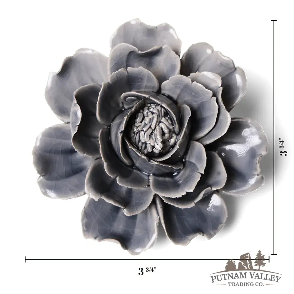 Ceramic Flower Wall Art Rose Grey 6 Accent