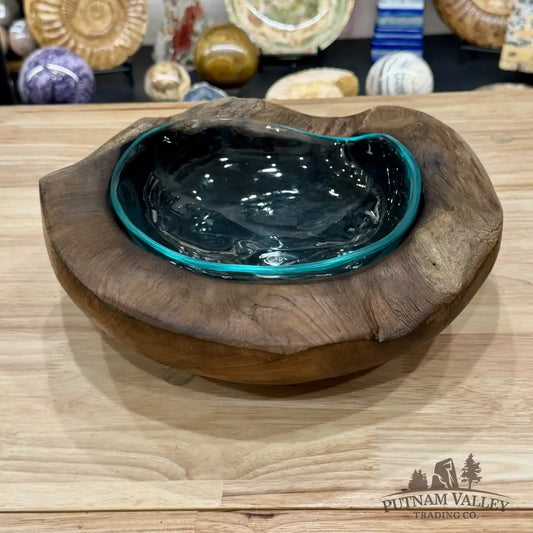 Molten Glass Bowl in Indonesian Teakwood 12.2’’ - Bowl