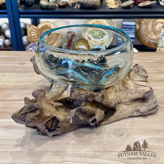 Molten Glass Bowl on Indonesian Driftwood 12.5’’ - Bowl