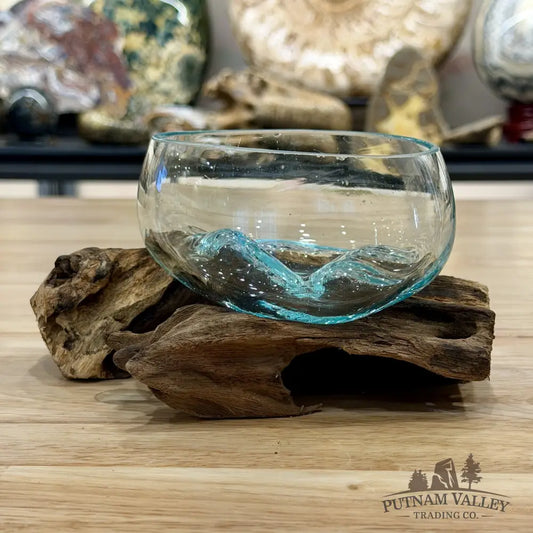 Molten Glass Bowl on Indonesian Driftwood 6.1’’ - Bowl