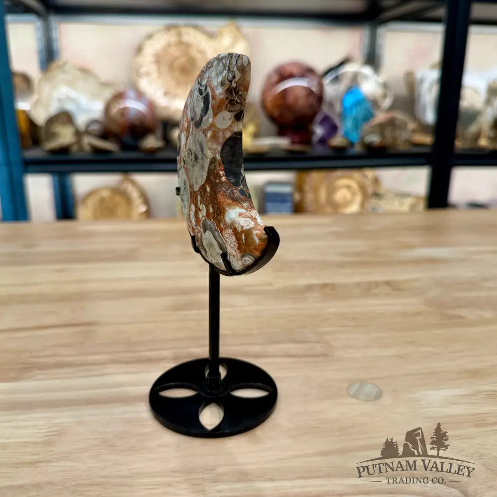 Money Agate Moon on Metal Stand 6.85’’ - Moon