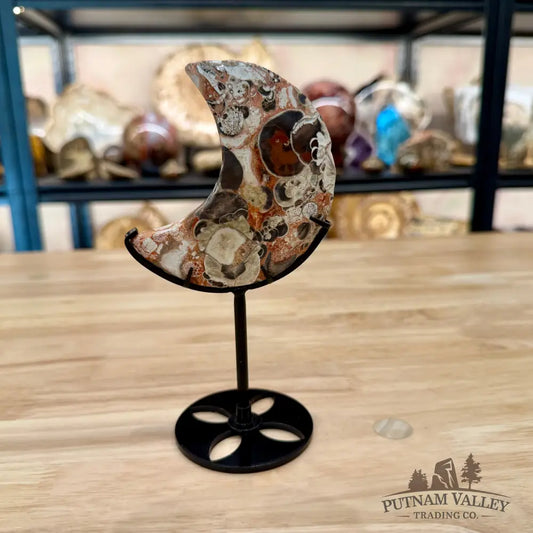 Money Agate Moon on Metal Stand 6.85’’ - Moon