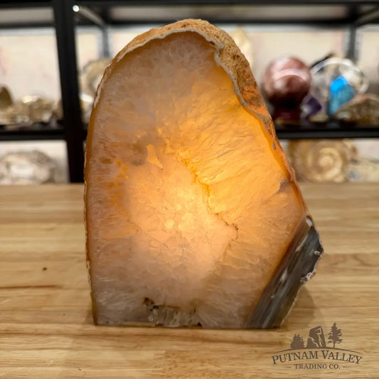 Natural Edge Polished Agate Lamp - Lamp