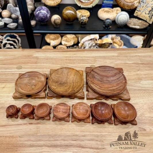 Natural Wood Sphere Stand, With Feet - Stands & Accessories