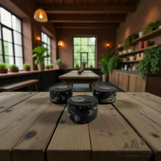 Orthoceras & Ammonite Fossil Round Box Fossil Bowl