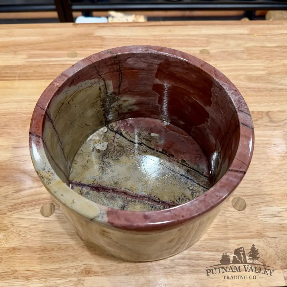 Pink Chinese Painting Stone Large Bowl Bowl