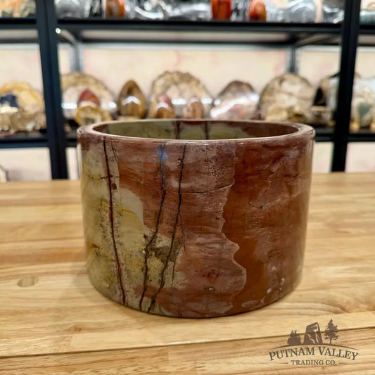 Pink Chinese Painting Stone Large Bowl Bowl