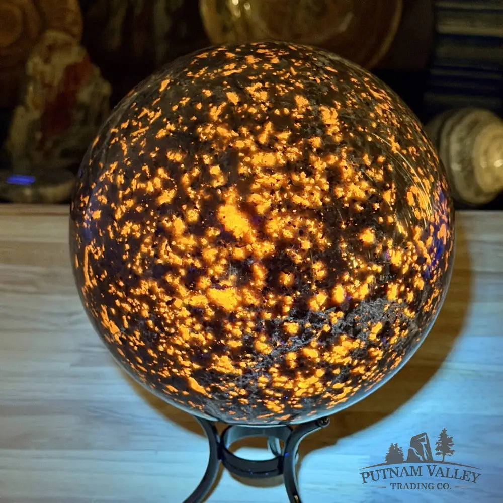 Rare Yooperlite + Hematite Sphere 6.99’’, UV Reactive Glow - Sphere