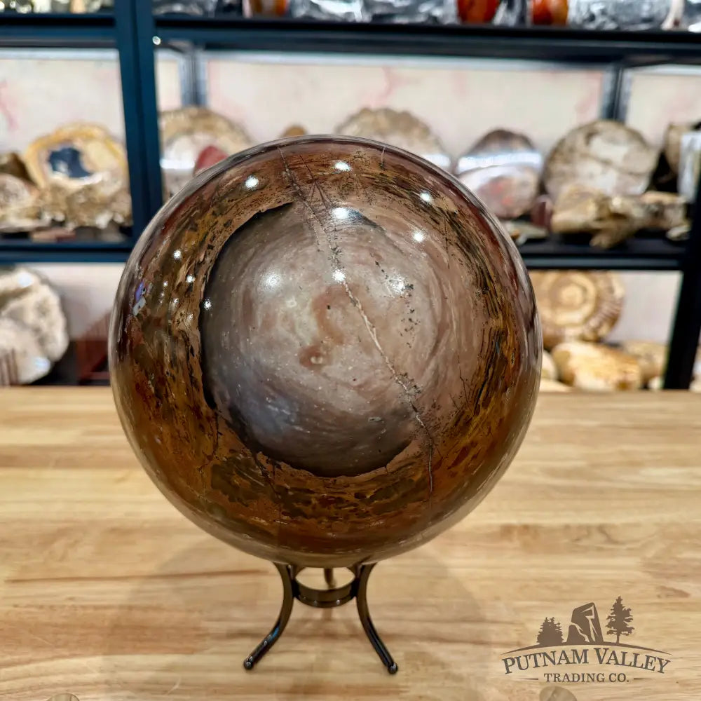 Red Chinese Painting Stone Sphere 7.71’’ Sphere