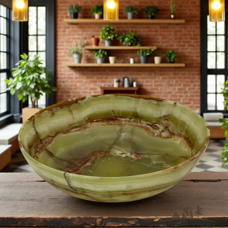 Green Banded Calcite Bowl 12’’ Bowl