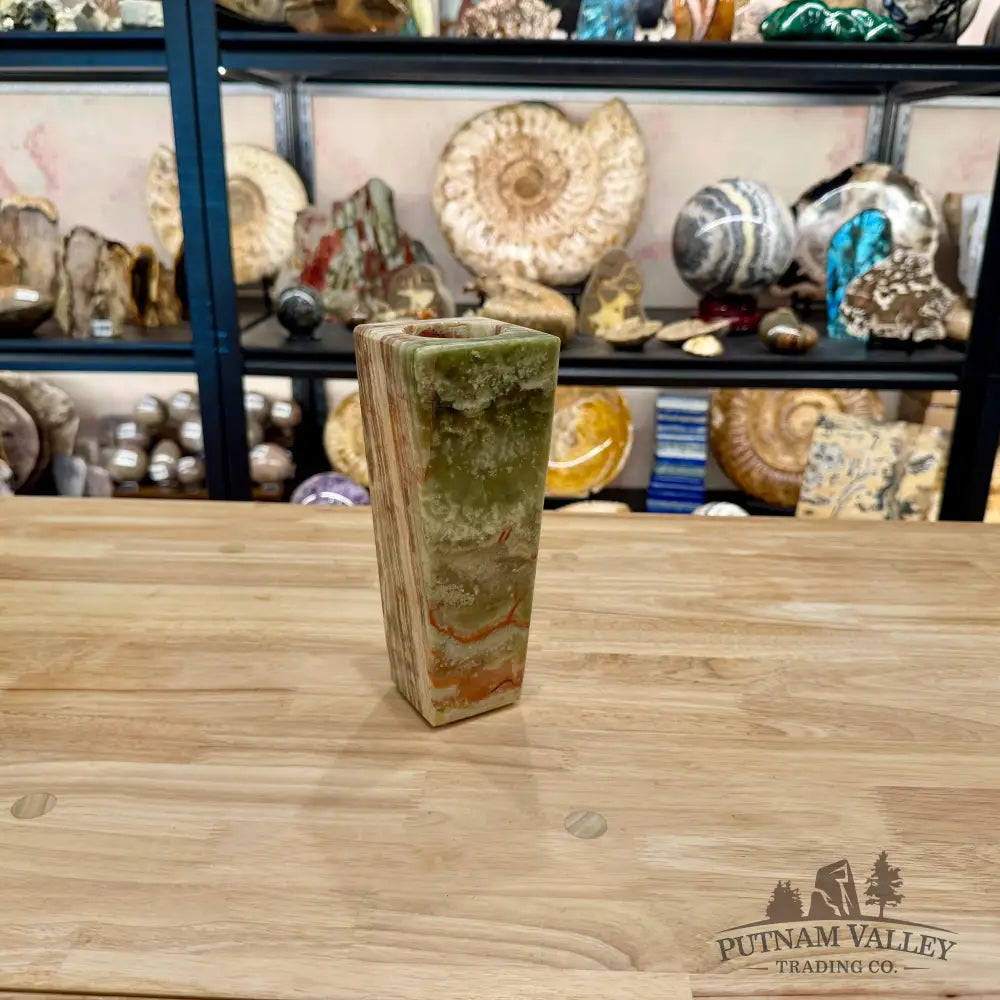 Reserve Green Banded Calcite Square Vase - Vase
