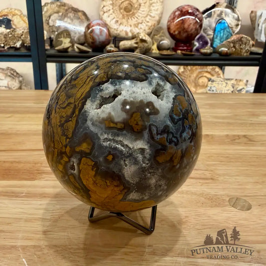 Reserve Indonesian Brecciated Jasper ’Agate’ Sphere 4.42’’ Sphere