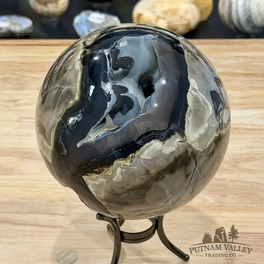 Reserve Volcano Agate Sphere 5.9’’ | UV Reactive Glow - Sphere
