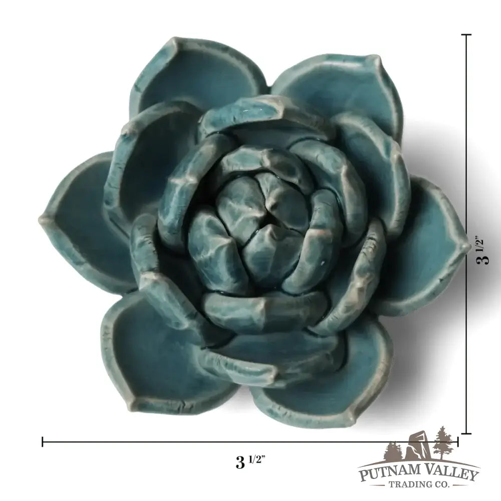 Ceramic Flower Wall Art Succulent Teal 11 Accent