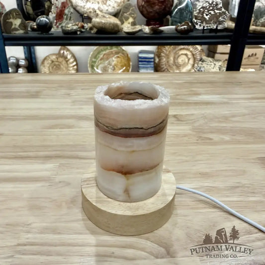 Slim Banded Calcite Rustic Lamp 4’’ - Lamp