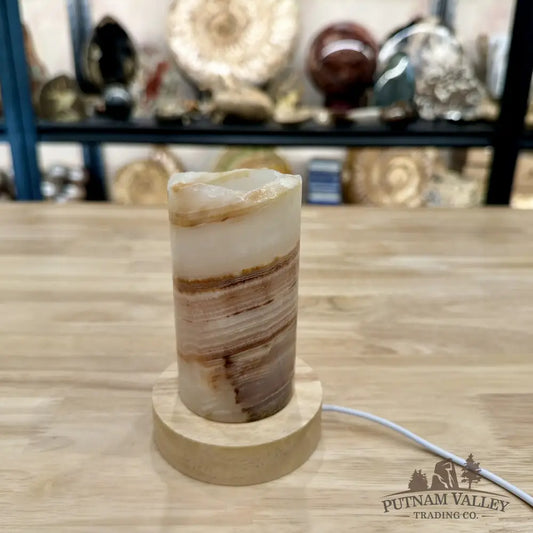Slim Banded Calcite Rustic Lamp 4.75’’ 8 - Lamp