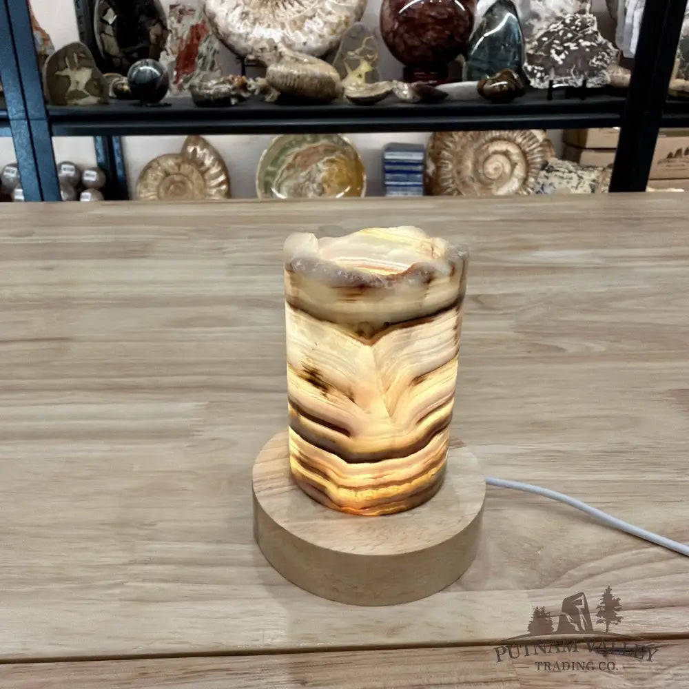 Slim Banded Calcite Rustic Lamp 4’’ - Lamp
