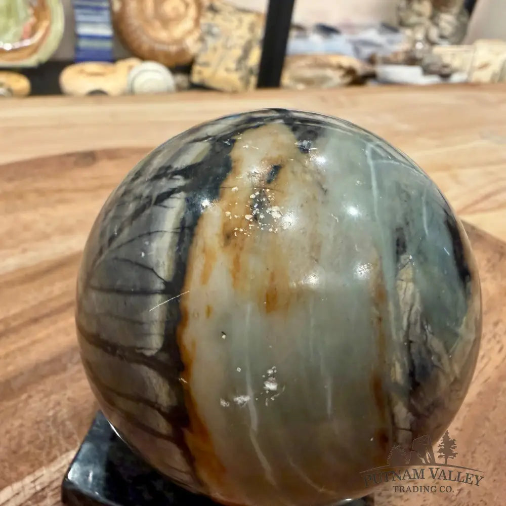 Utah Picasso Marble Sphere + Matching Stand 2.91’’ - Sphere